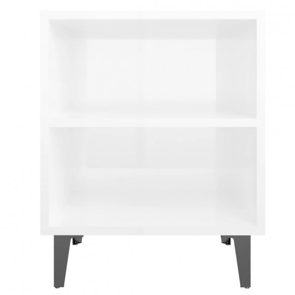 Tables de chevet pieds en métal 2 pcs blanc brillant 40x30x50cm