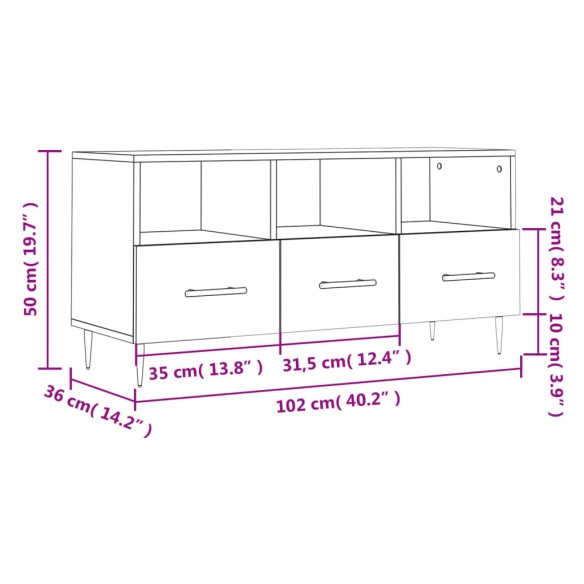 Meuble TV chêne marron 102x36x50 cm bois d'ingénierie