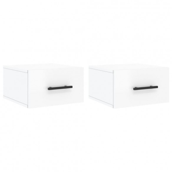 Tables de chevet murales 2 pcs blanc brillant 35x35x20 cm