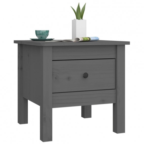 Tables d'appoint 2 pcs Gris 40x40x39 cm Bois massif de pin