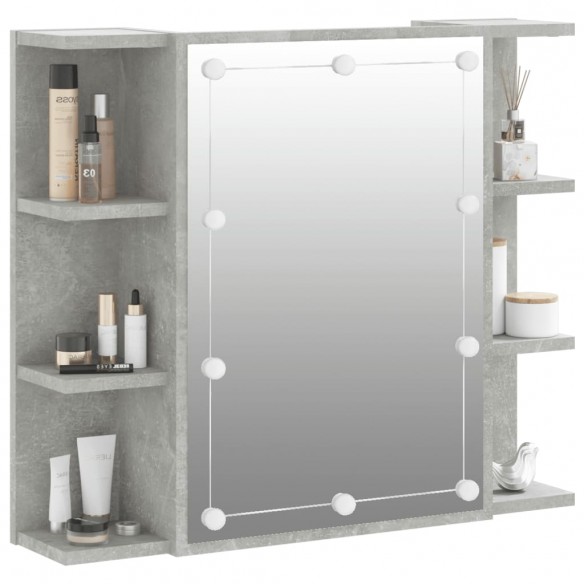 Armoire à miroir avec LED Gris béton 70x16,5x60 cm