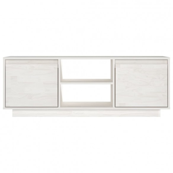 Meuble TV Blanc 110x30x40 cm Bois de pin massif