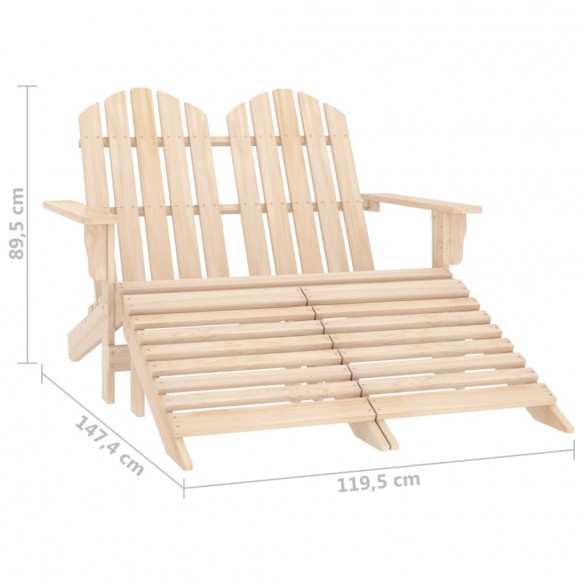 Chaise de jardin Adirondack 2 places et repose-pied Sapin