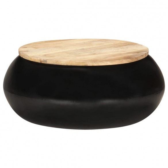 Table basse Noir 68x68x30 cm Bois de manguier solide