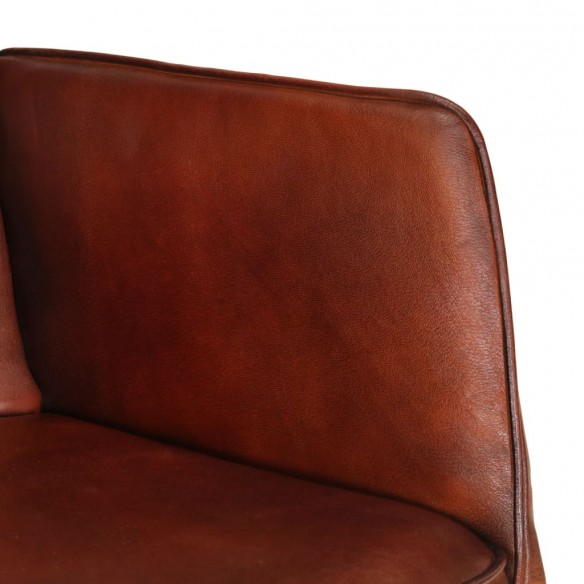 Chaise à bascule avec repose-pied Marron Cuir véritable