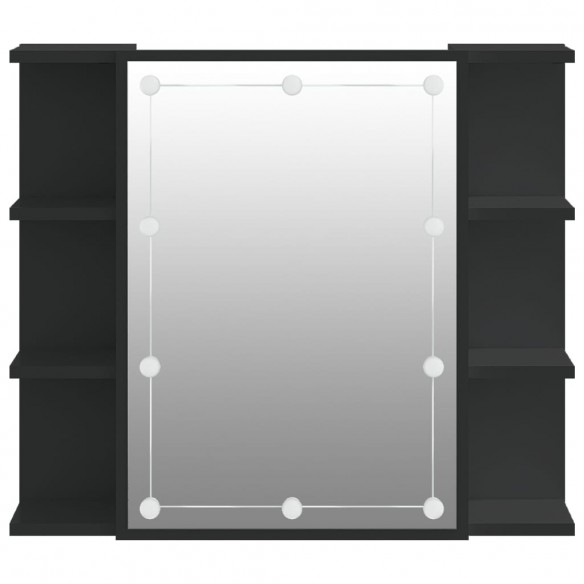 Armoire à miroir avec LED noir 70x16,5x60 cm