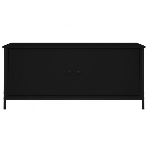 Meuble TV avec portes noir 102x35x45 cm bois d'ingénierie