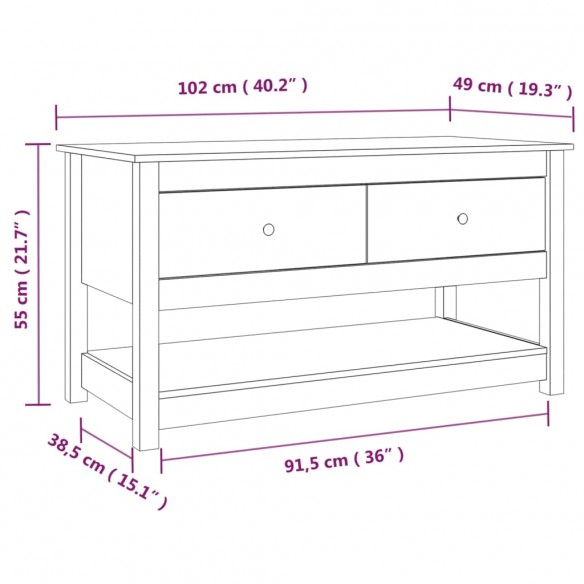 Table basse 102x49x55 cm Bois massif de pin