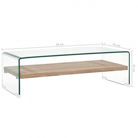 Table basse Clair 98 x 45 x 31 cm Verre trempé