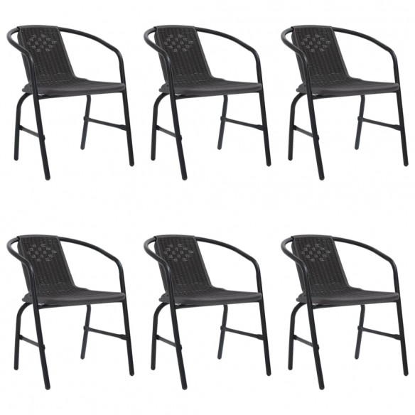 Chaises de jardin 6 pcs Rotin plastique et acier 110 kg