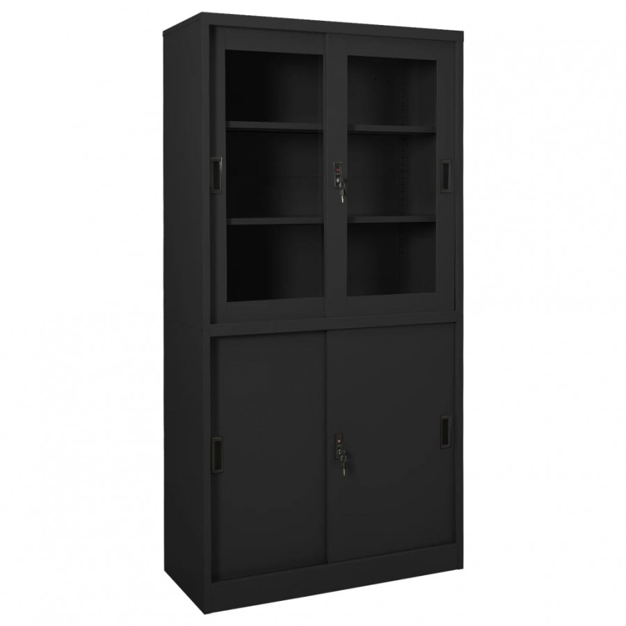 Armoire de bureau et porte coulissante Anthracite 90x40x180 cm