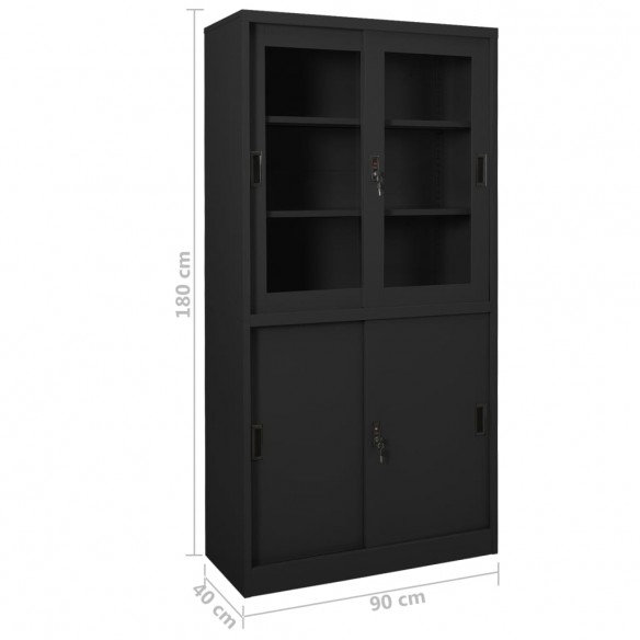 Armoire de bureau et porte coulissante Anthracite 90x40x180 cm