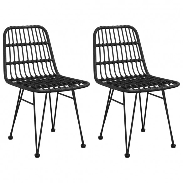 Chaises de jardin 2 pcs Noir 48x62x84 cm Résine tressée