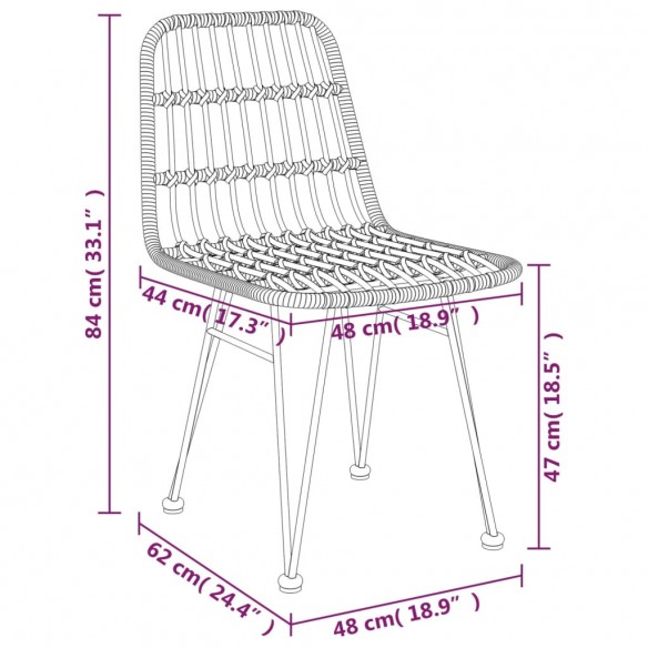 Chaises de jardin 2 pcs Noir 48x62x84 cm Résine tressée