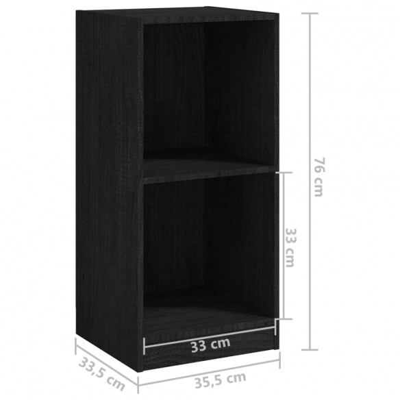 Armoire d'appoint Noir 35,5x33,5x76 cm Bois de pin massif