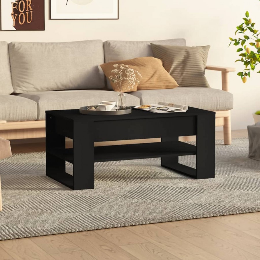 Table basse Noir 102x55x45 cm Bois d'ingénierie