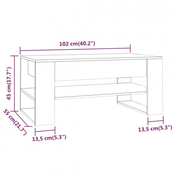 Table basse Noir 102x55x45 cm Bois d'ingénierie