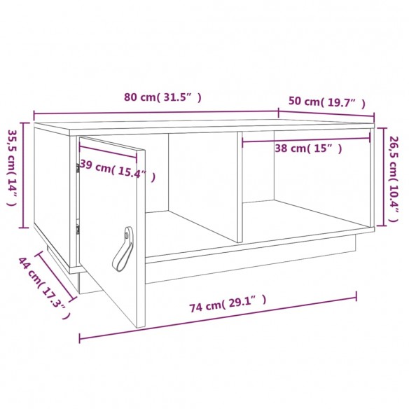 Table basse 80x50x35,5 cm Bois massif de pin