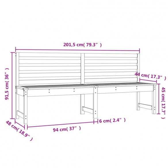 Banc de jardin marron miel 201,5 cm bois de pin massif