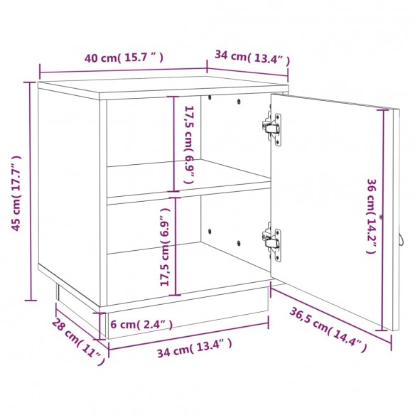 Tables de chevet 2 pcs 40x34x45 cm Bois de pin massif