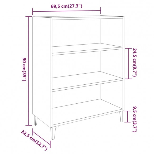 Buffet Sonoma gris 69,5x32,5x90 cm Bois d'ingénierie