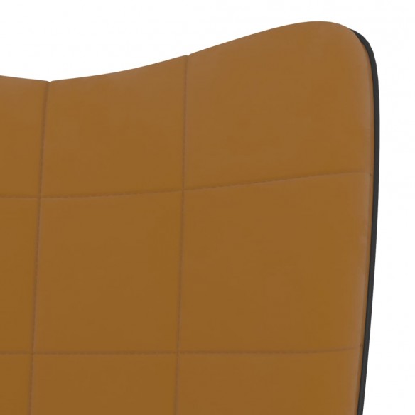 Chaise de relaxation avec repose-pied Marron Velours et PVC