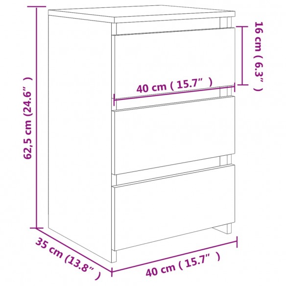 Table de chevet Gris béton 40x35x62,5 cm Aggloméré