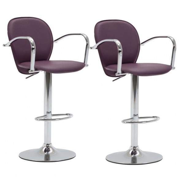 Tabourets de bar avec accoudoir lot de 2 violet similicuir