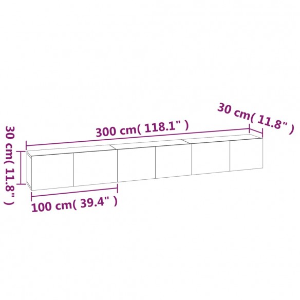 Ensemble de meubles TV 3 pcs Chêne fumé Bois d'ingénierie