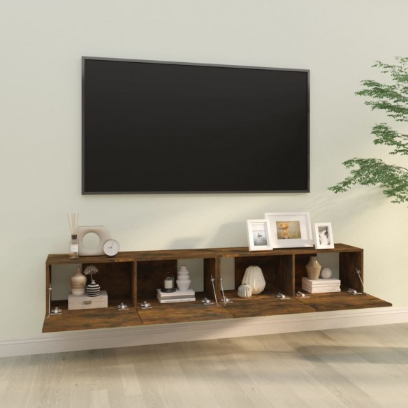 Meubles TV 2 pcs Chêne fumé 100x30x30 cm Bois d'ingénierie