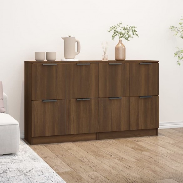 Buffets 2 pcs Chêne marron 60x30x70 cm Bois d'ingénierie