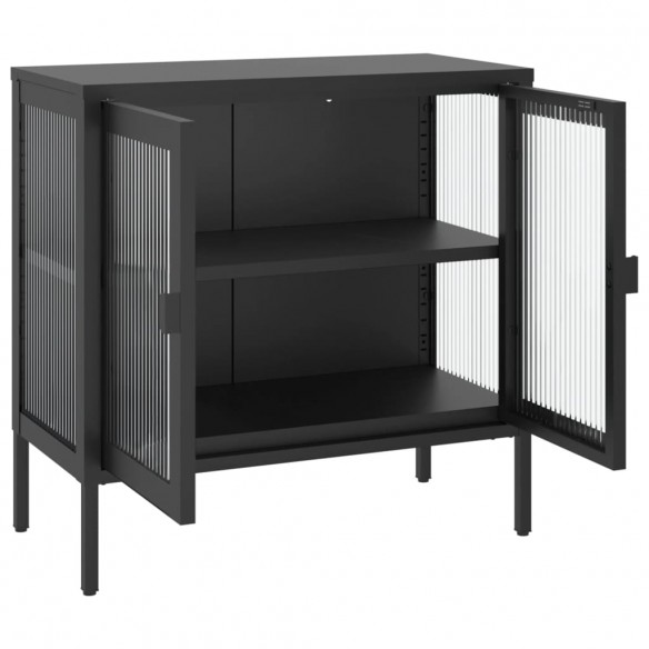 Buffet noir 70x35x70 cm verre et acier