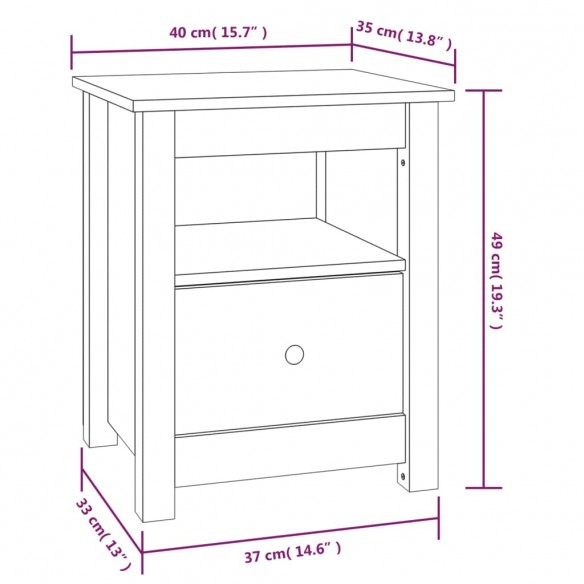 Tables de chevet 2 pcs Gris 40x35x49 cm Bois de pin massif