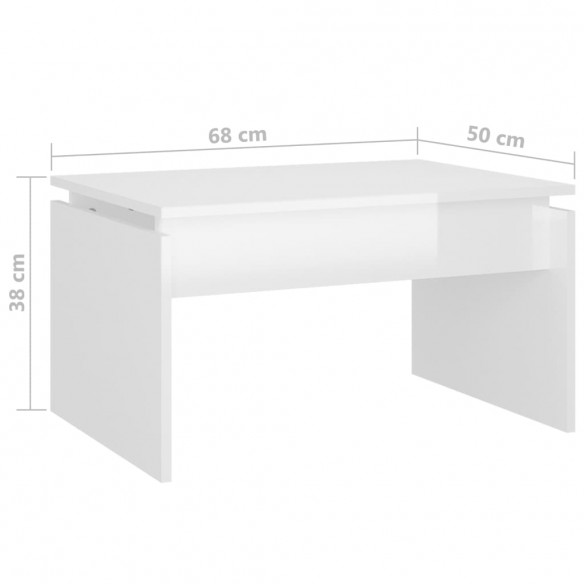 Table basse Blanc brillant 68x50x38 cm Aggloméré