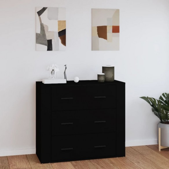 Buffet Noir 80x33x70 cm Bois d'ingénierie