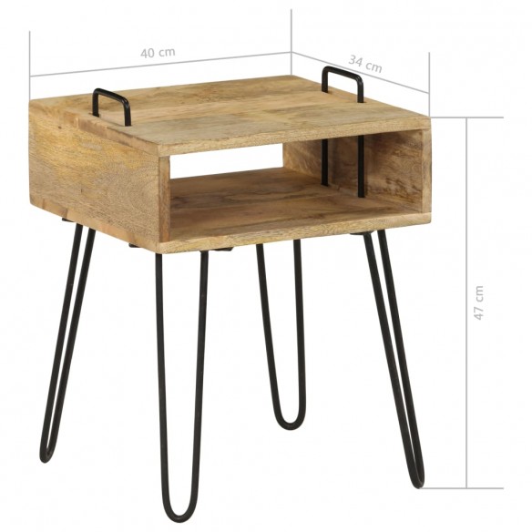 Table de chevet Bois de manguier massif 40 x 34 x 47 cm