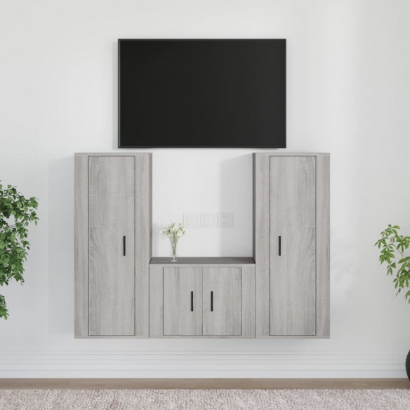 Ensemble de meubles TV 3 pcs Sonoma gris Bois d'ingénierie