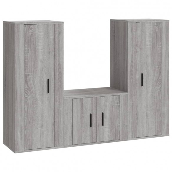 Ensemble de meubles TV 3 pcs Sonoma gris Bois d'ingénierie