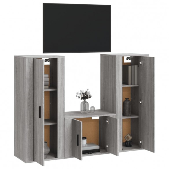 Ensemble de meubles TV 3 pcs Sonoma gris Bois d'ingénierie