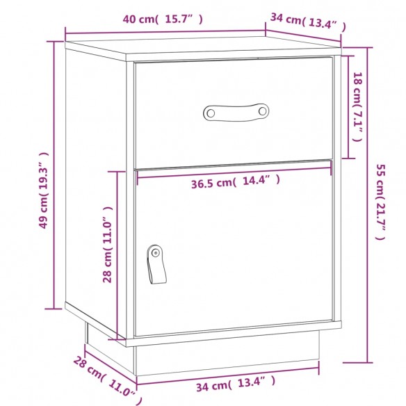 Tables de chevet 2 pcs 40x34x55 cm Bois de pin massif