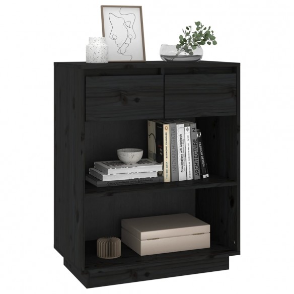 Armoire console Noir 60x34x75 cm Bois de pin solide