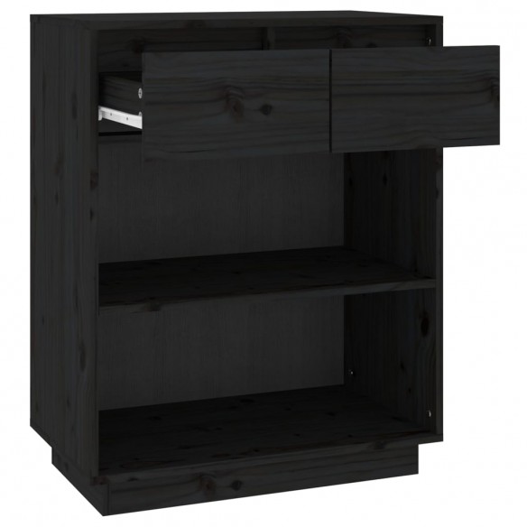 Armoire console Noir 60x34x75 cm Bois de pin solide