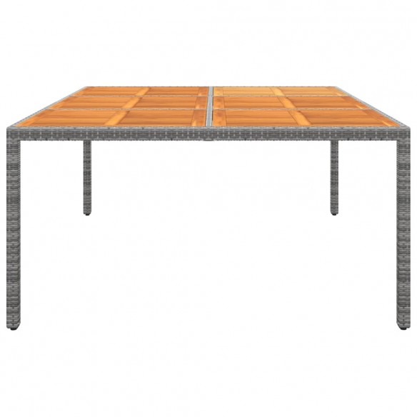 Table de jardin 200x150x75 cm Acacia et résine tressée Gris