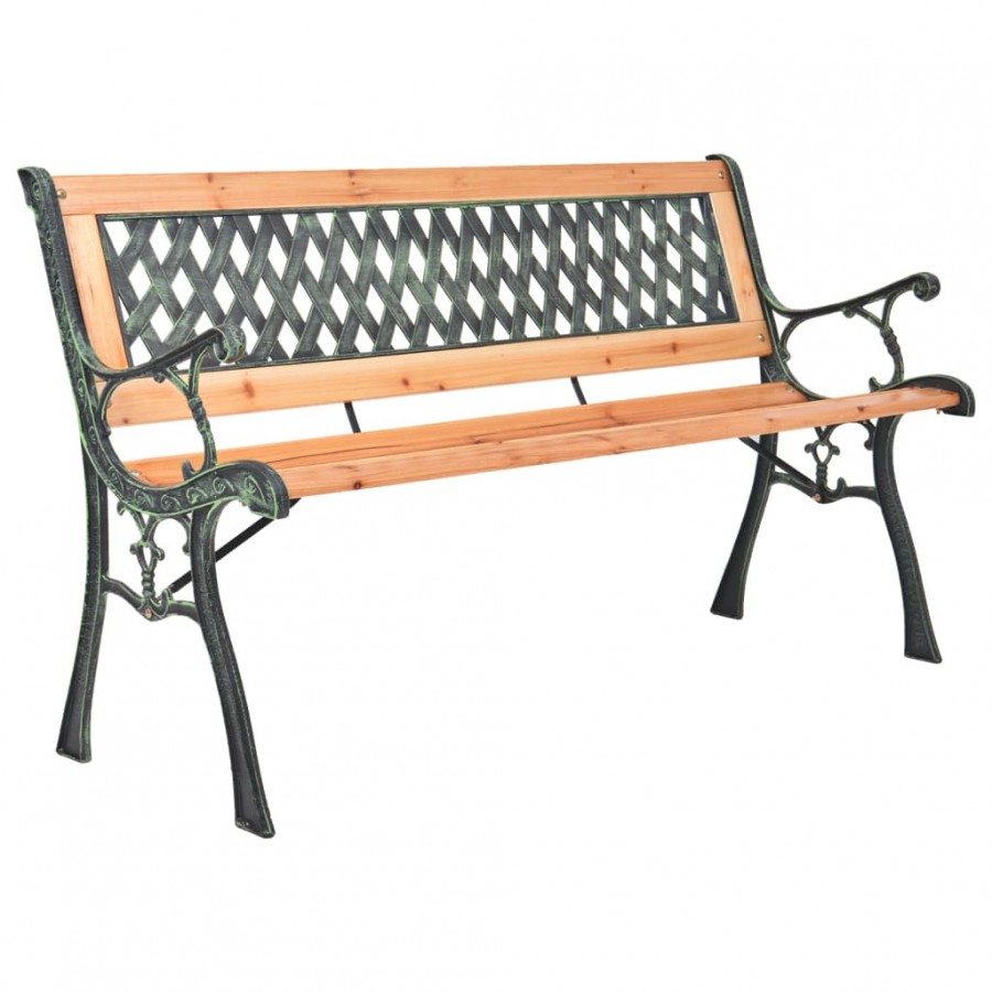 Banc de jardin 116 cm Fonte et bois massif de sapin