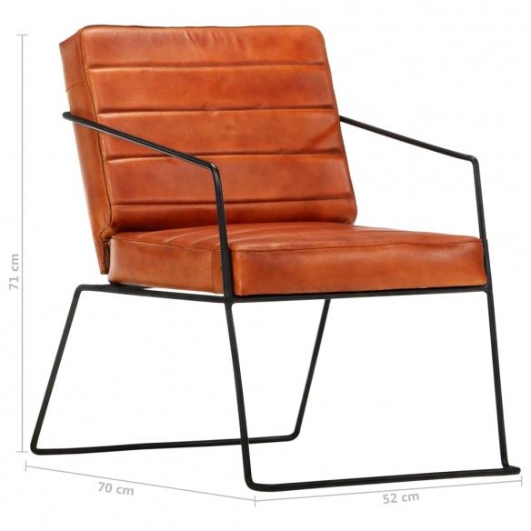 Fauteuil Brun roux Cuir véritable