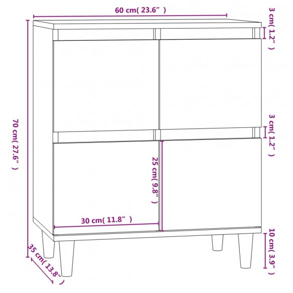 Buffet Chêne sonoma 60x35x70 cm Bois d'ingénierie