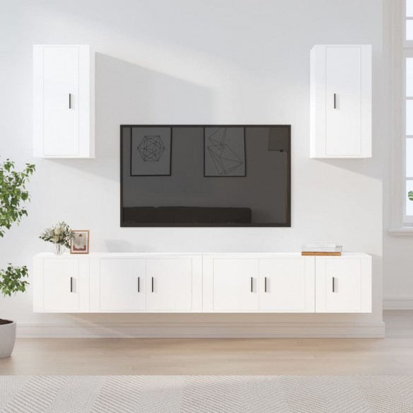 Ensemble de meubles TV 6 pcs Blanc Bois d'ingénierie