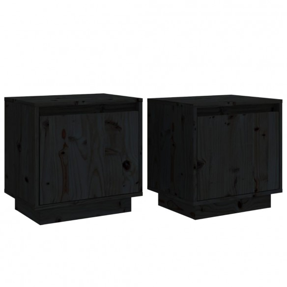 Tables de chevet 2 pcs Noir 40x30x40 cm Bois de pin solide