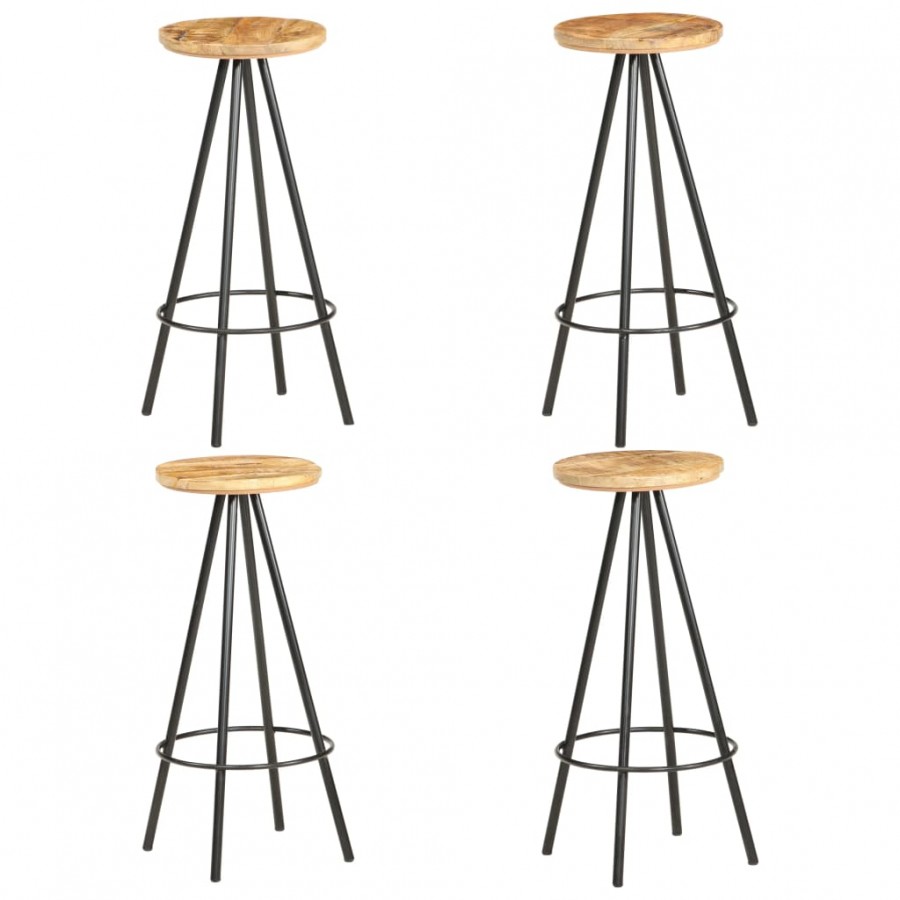 Tabourets de bar lot de 4 bois de manguier brut