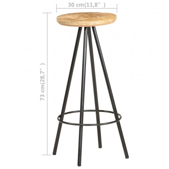 Tabourets de bar lot de 4 bois de manguier brut